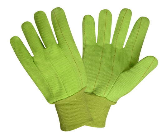 Cordova Safety 2810CD Canvas, Knit Wrist, Corded, Double Palm, Hi-Vis Lime