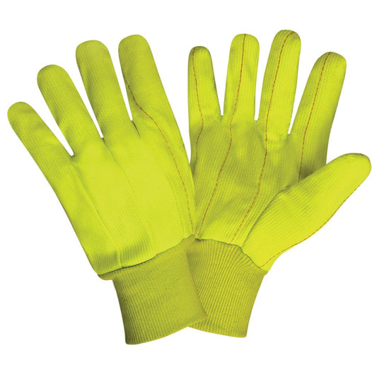 Cordova Safety 2820CD Canvas, Knit Wrist, Corded, Double Palm, Hi-Vis Yellow