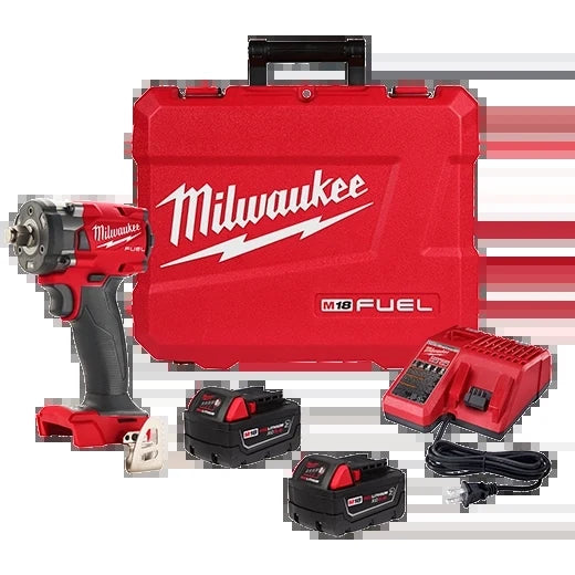Milwaukee Tool 2855-22R M18 Fuel 1/2" Compact Impact Wrench w/ Friction Ring Kit, 1 EA