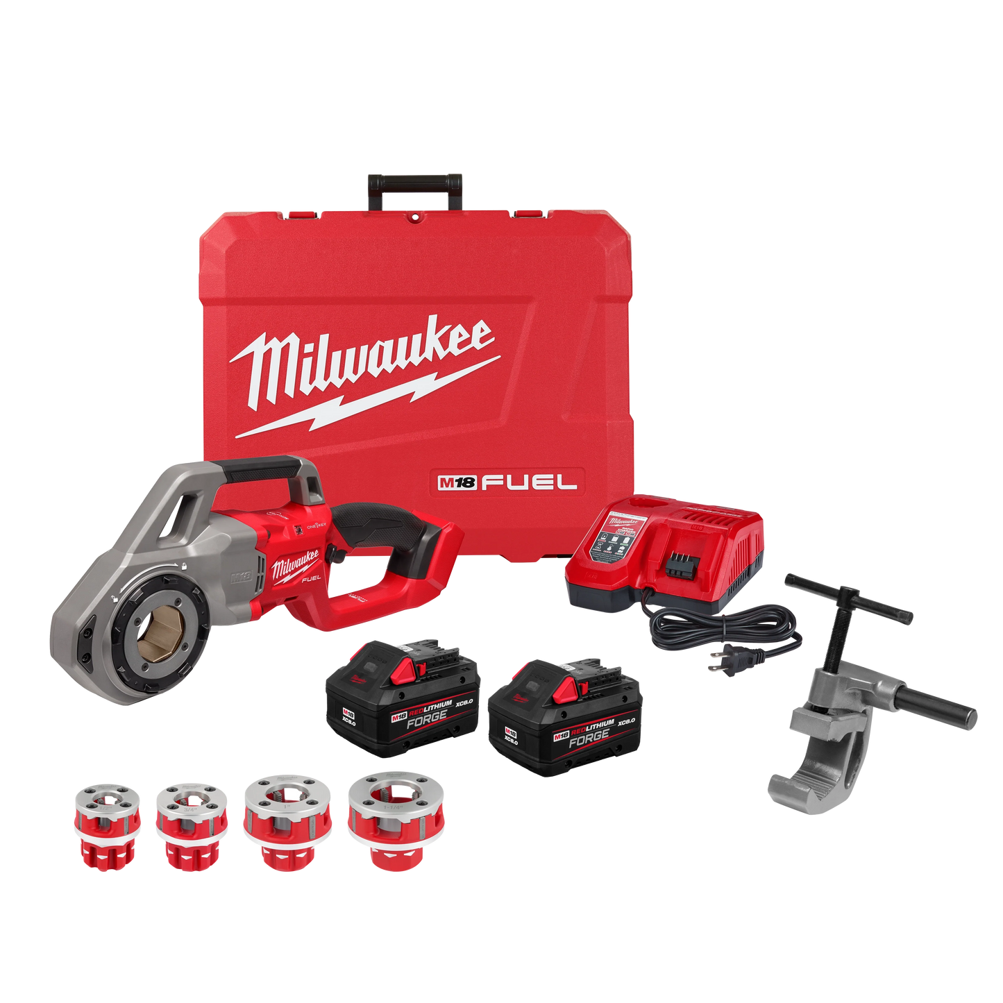Milwaukee Tool 2870-22 M18 FUEL™ Compact Pipe Threader w/ ONE-KEY™ w/ 1/2" - 1-1/4" Compact NPT Forged Aluminum Die Heads, 1 ST