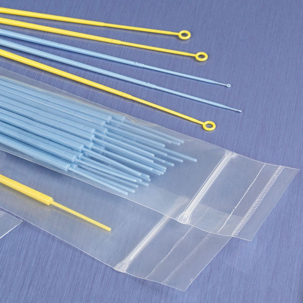 Globe Scientific 2875-25 Inoculation Loop Flexible 10uL Calibration Certificate STERILE PS Yellow 25/Zip Lock Bag 40 Bags/Unit