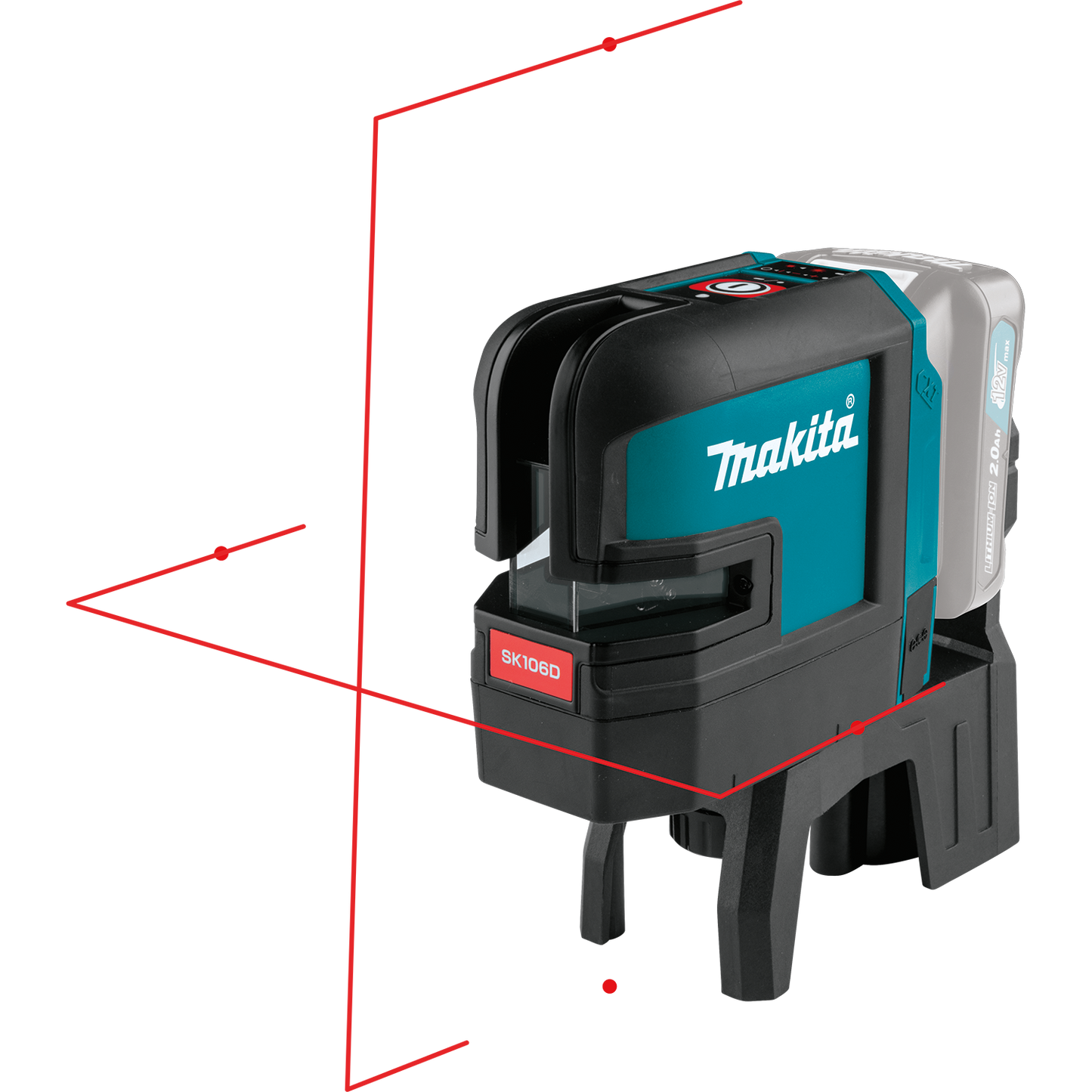 Makita SK106DZ 12V max CXT® Lithium‘Ion Cordless Self‘Leveling Cross‘Line/4‘Point Red Beam Laser, Tool Only