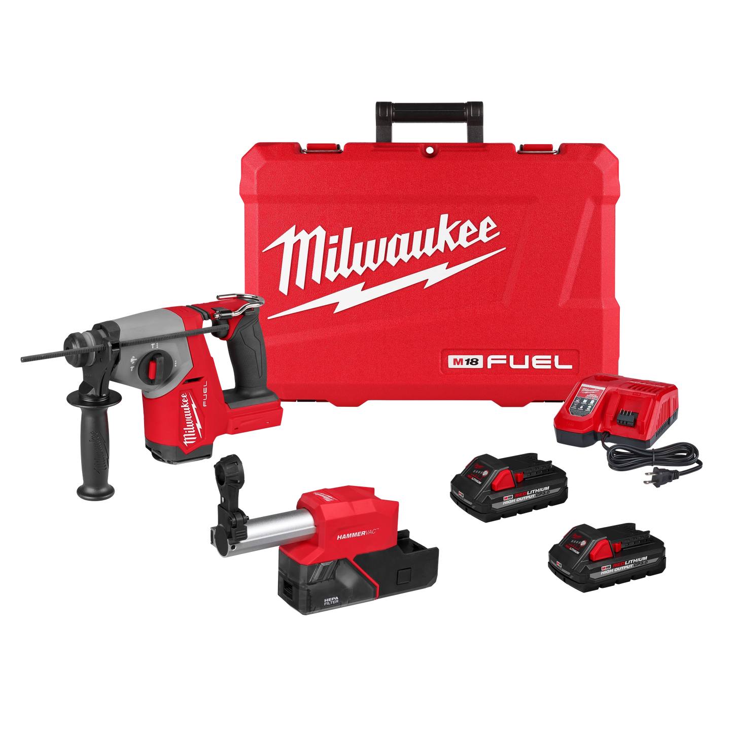 Milwaukee Tool 2908-22DE M18 FUEL™ 5/8" SDS Plus Rotary Hammer w/ Dust Extractor Kit, 1 ST