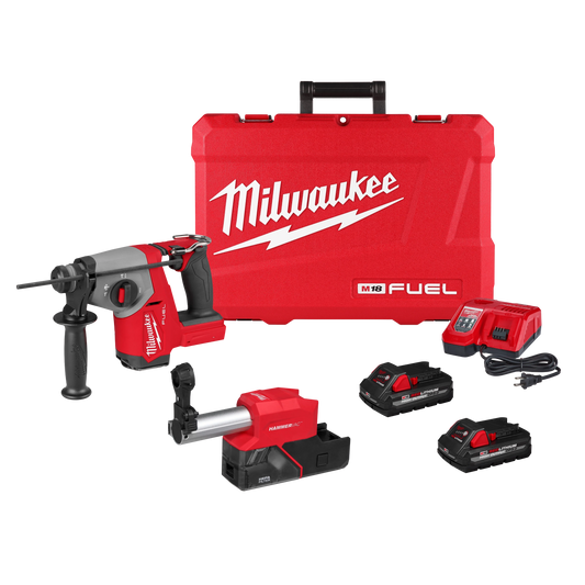 Milwaukee Tool 2908-22DE M18 FUEL™ 5/8" SDS Plus Rotary Hammer w/ Dust Extractor Kit, 1 ST