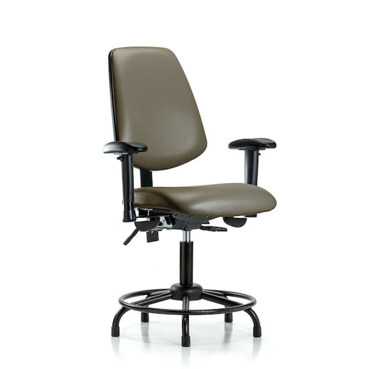 Blue Ridge Ergonomics VDHCH-MB-RT-T1-A1-RG-8809 Rutledge Vinyl Chair - Desk Height with Round Tube Base, Medium Back, Seat Tilt, Adjustable Arms, & Stationary Glides in Taupe Supernova™ Vinyl