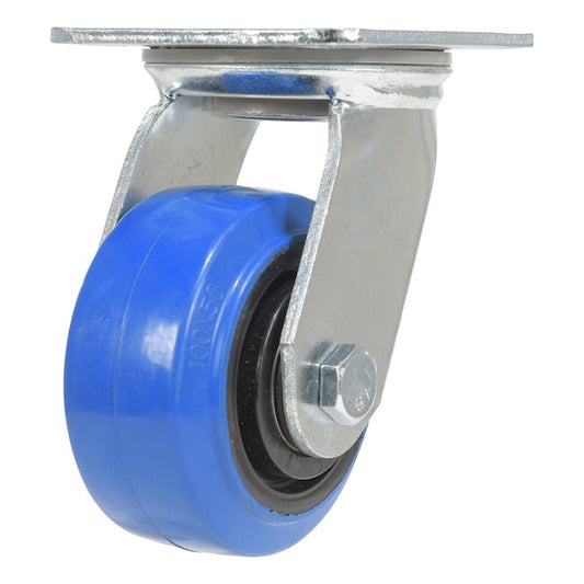 Vestil CST-BB-4X2ER-S Elastic Rubber Swivel Caster 4 In. Diameter x 2 In. Width 550 Lb. Capacity Blue/Black