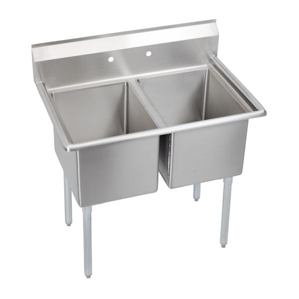Elkay 2C18X24-0X Dependabilt Stainless Steel 43" x 29-13/16" x 44-3/4" 16 Gauge Two Compartment Sink with Stainless Steel Legs
