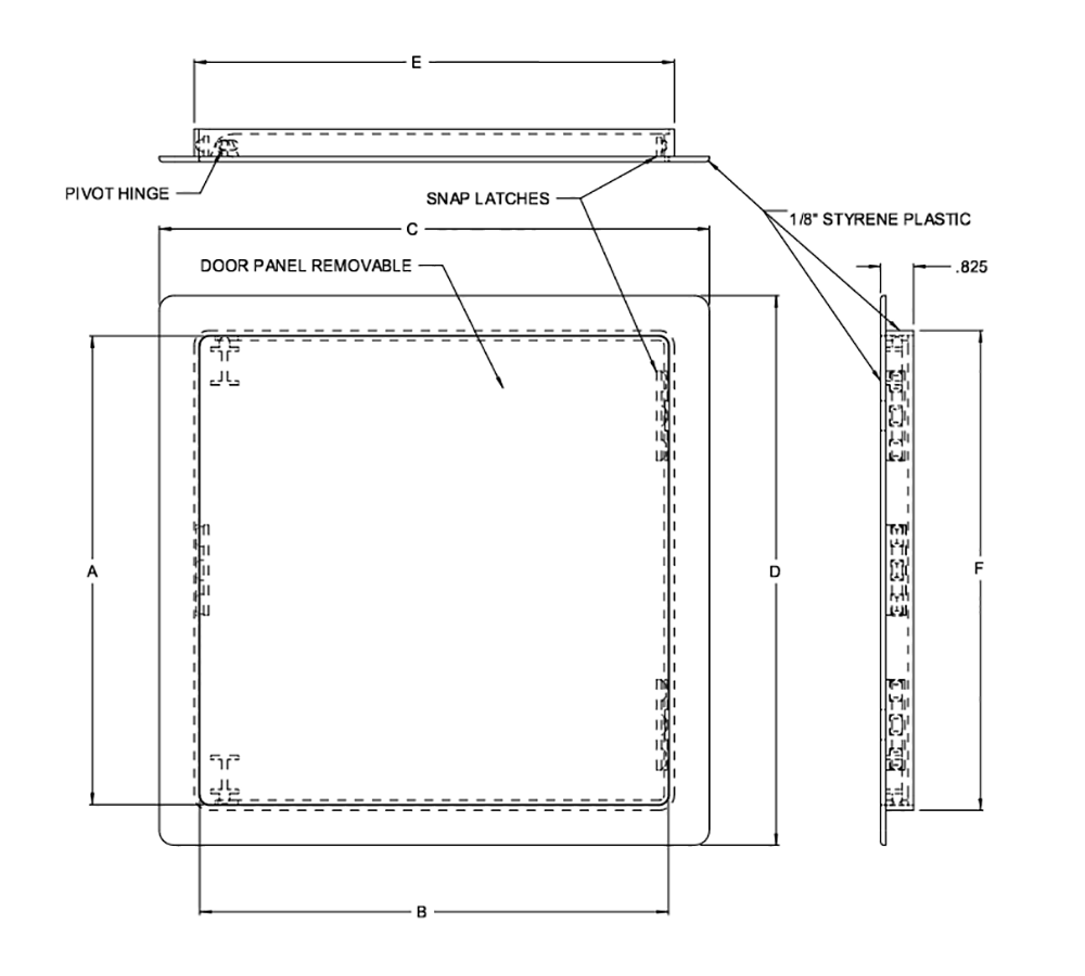 Acudor PA-3000 12" x 12" Access Door - Plastic