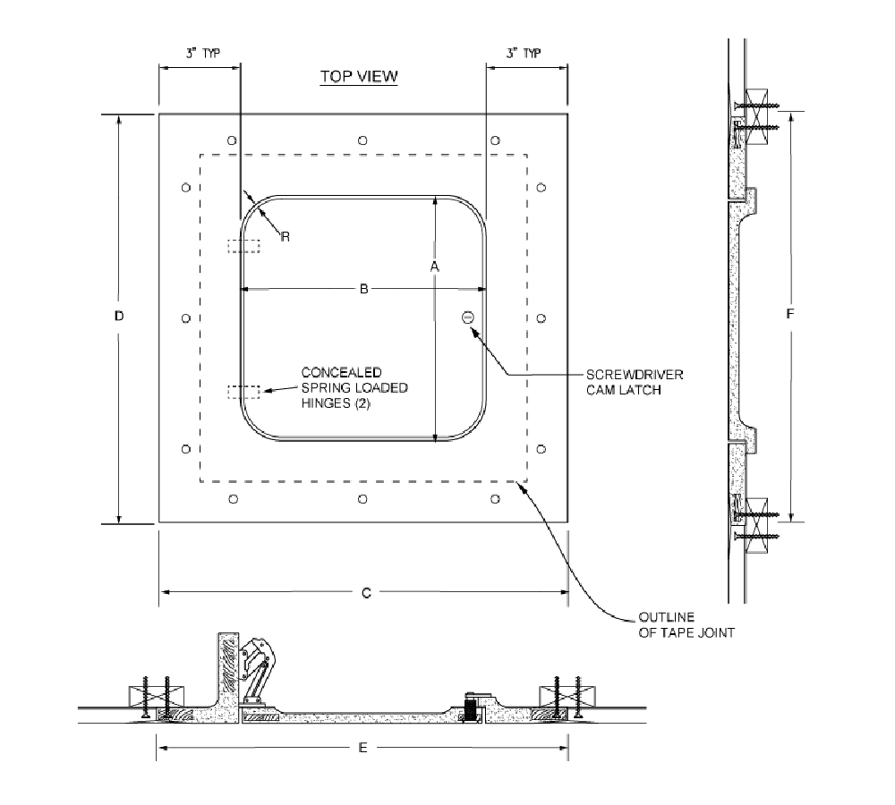 Acudor GFRG-RH 18" x 18" Glass Fiber Reinforced Gypsum Radius Corner - Hinged