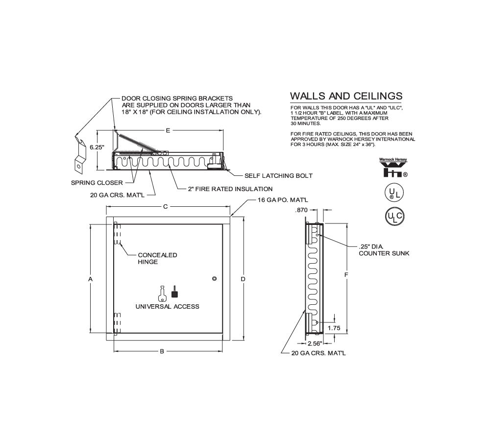 Acudor FW-5050 36" x 48" Fire-Rated Insulated Access Door