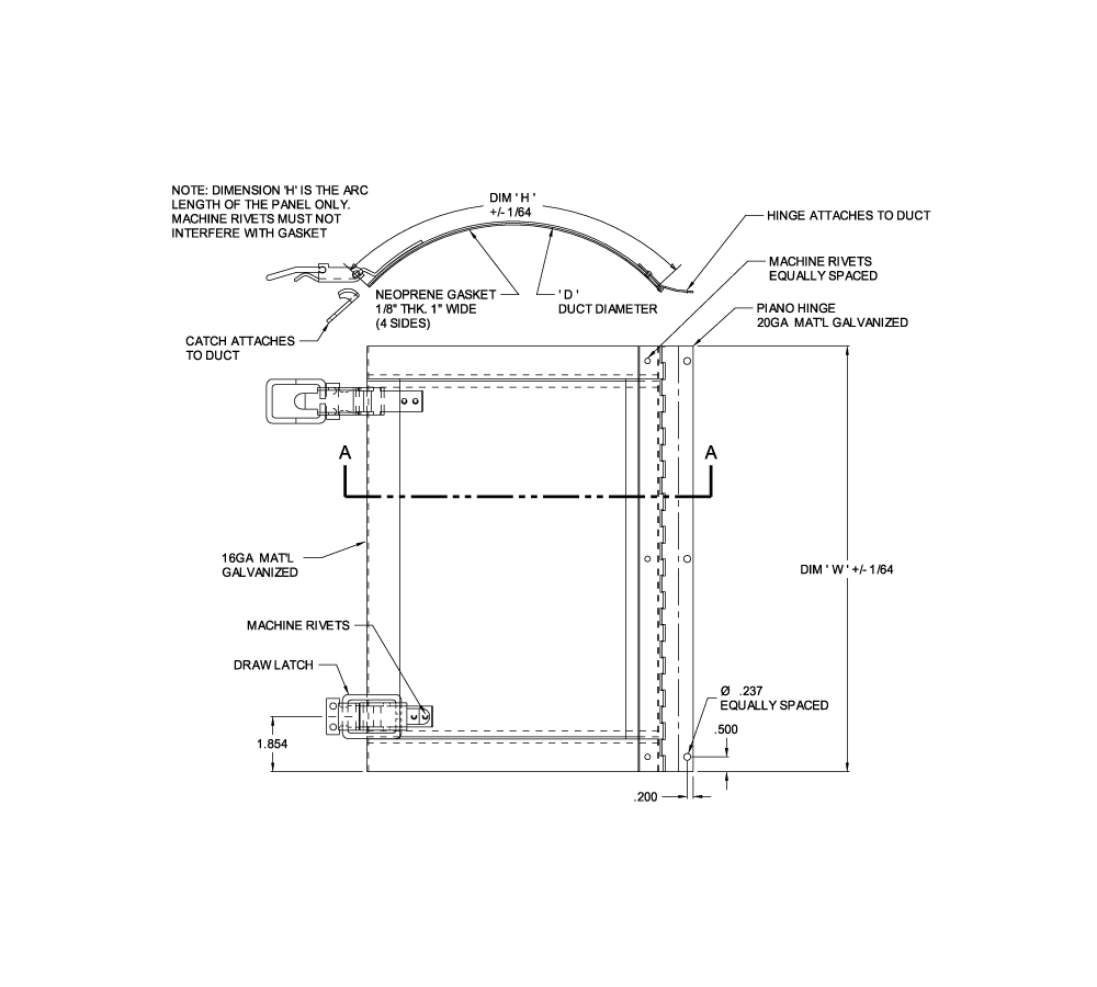 Acudor RD-5090 15" x 13" for 14" Diameter Round Duct Access Door