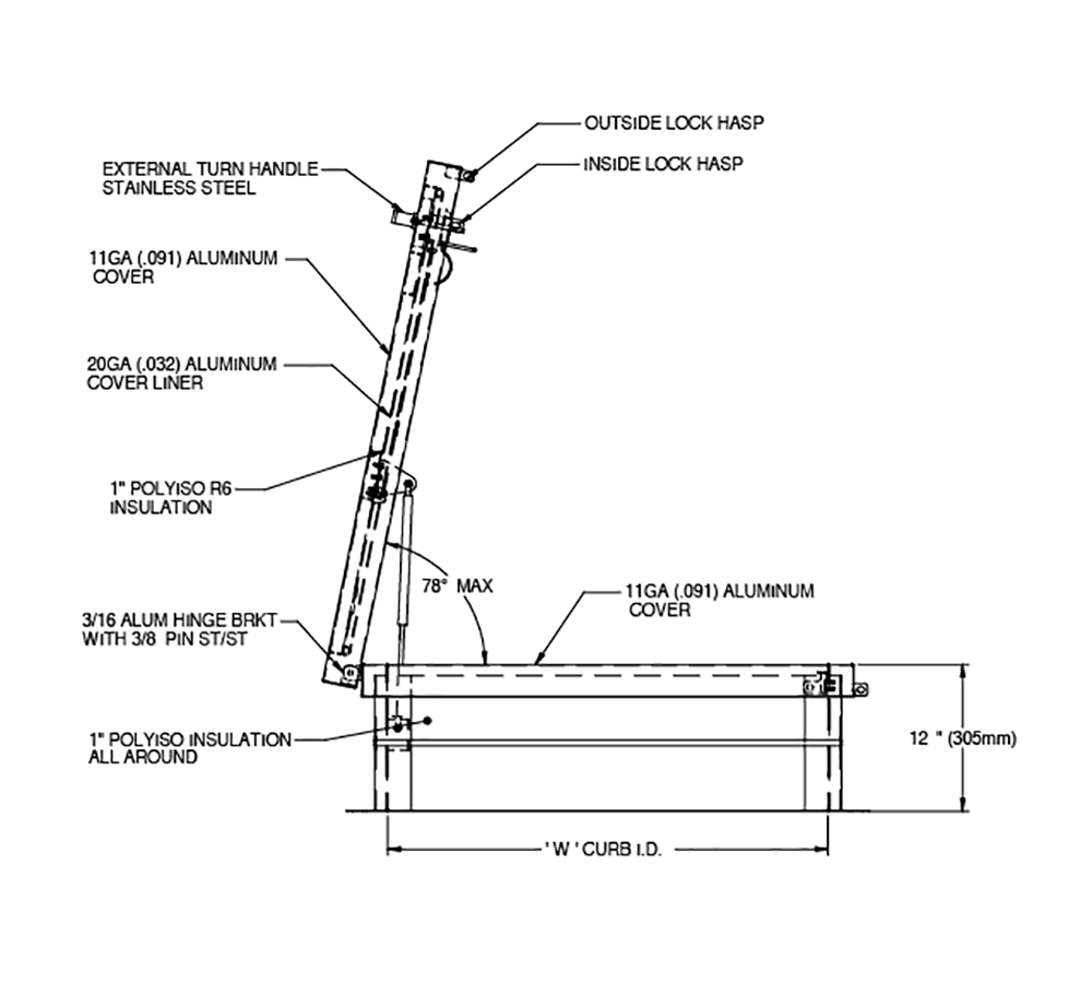 Acudor RHA-LA 30" x 36" Ladder Roof Hatch - Aluminum