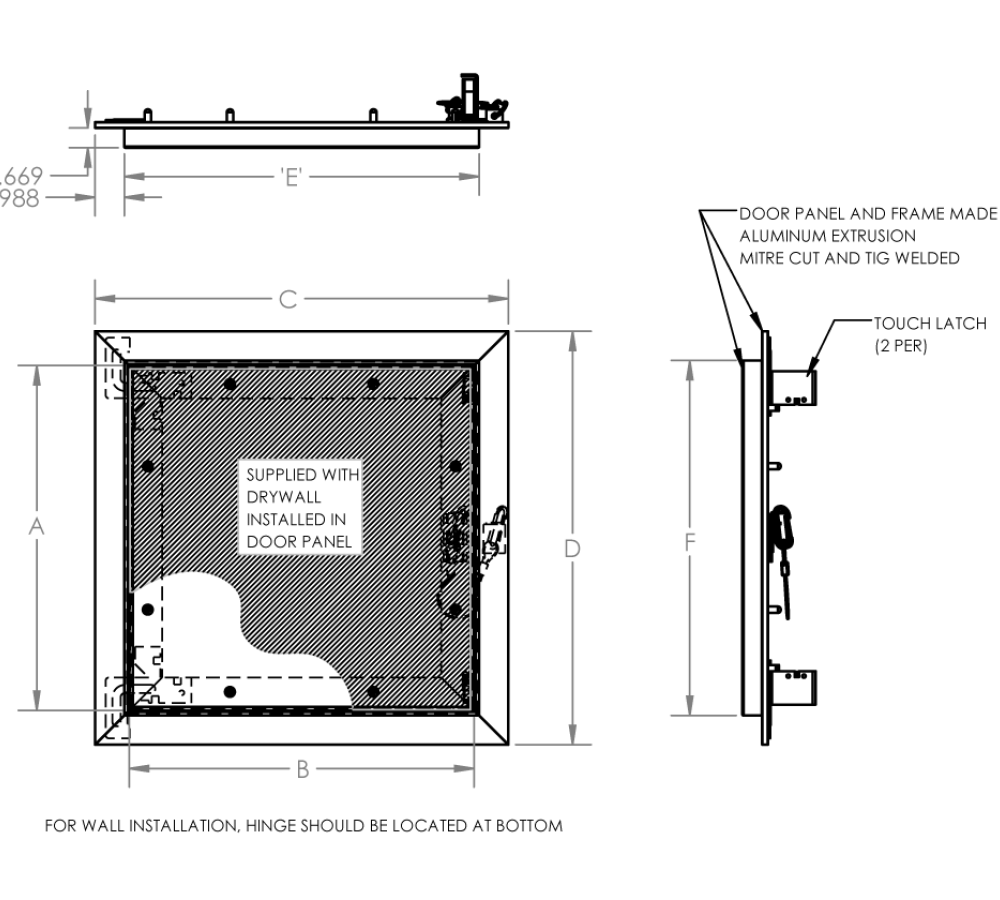 Acudor DW-5058 16" x 16" Non-Rated Recessed Drywall Access Door