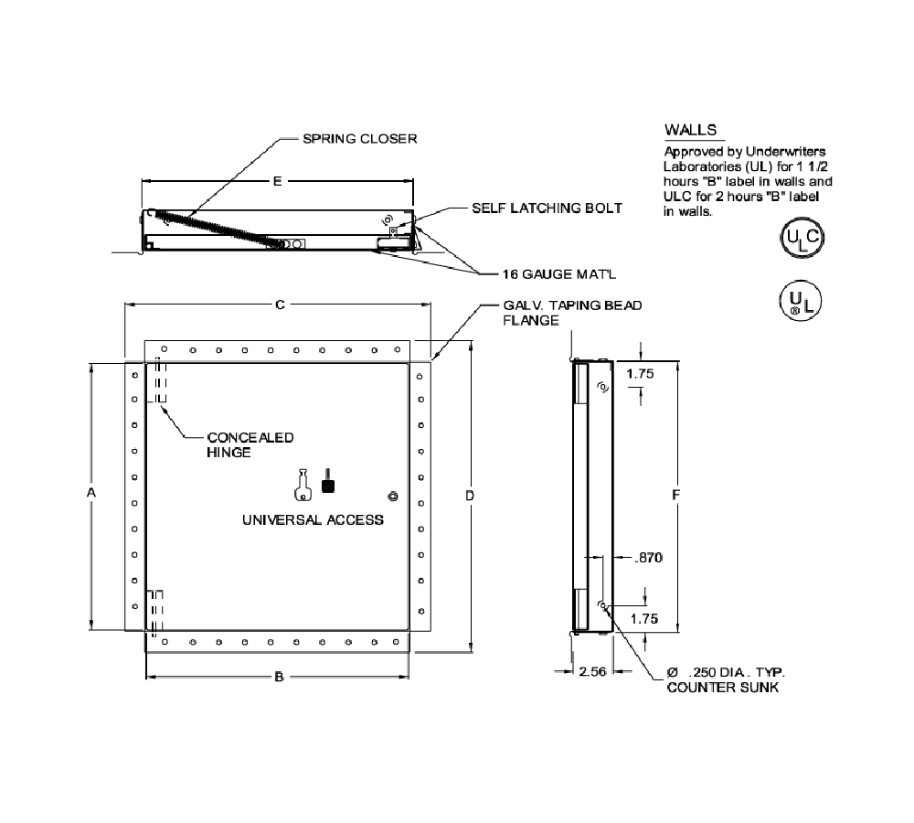 Acudor FB-5060-DW 24" x 24" Fire-Rated Access Door