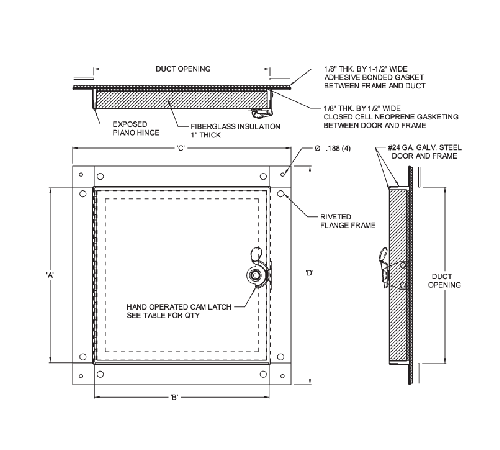 Acudor HDSS-6020 18" x 18" Self Stick Hinged Duct Door - For Sheet Metal Ducts