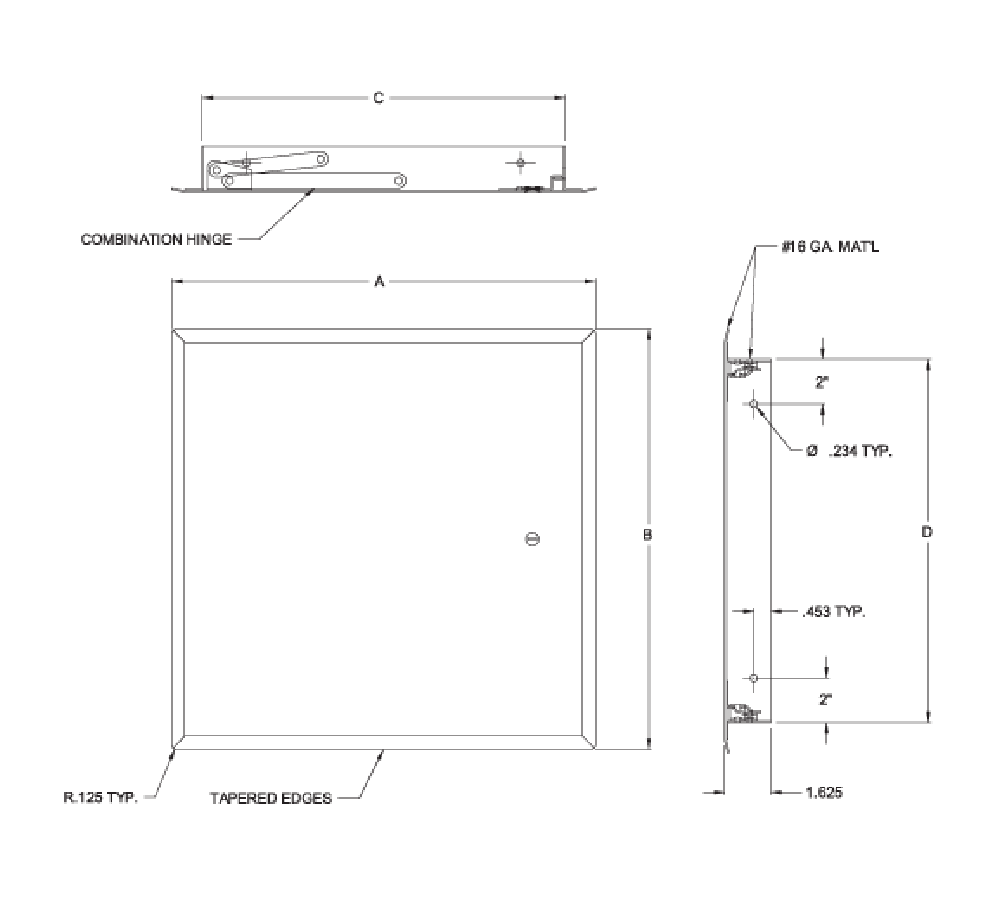 Acudor BP-2002 16" x 16" Universal Flush Access Door - With Hidden Flange