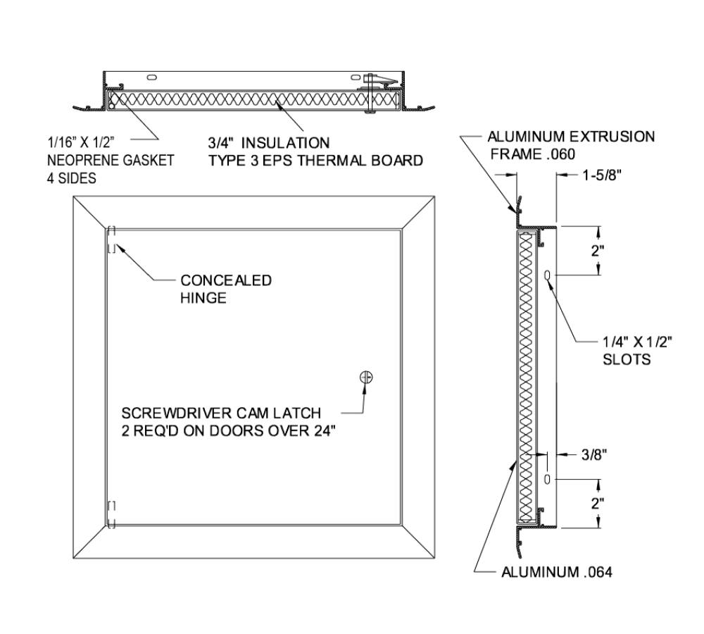 Acudor LT-4000 8" x 8" Access Door - Aluminum