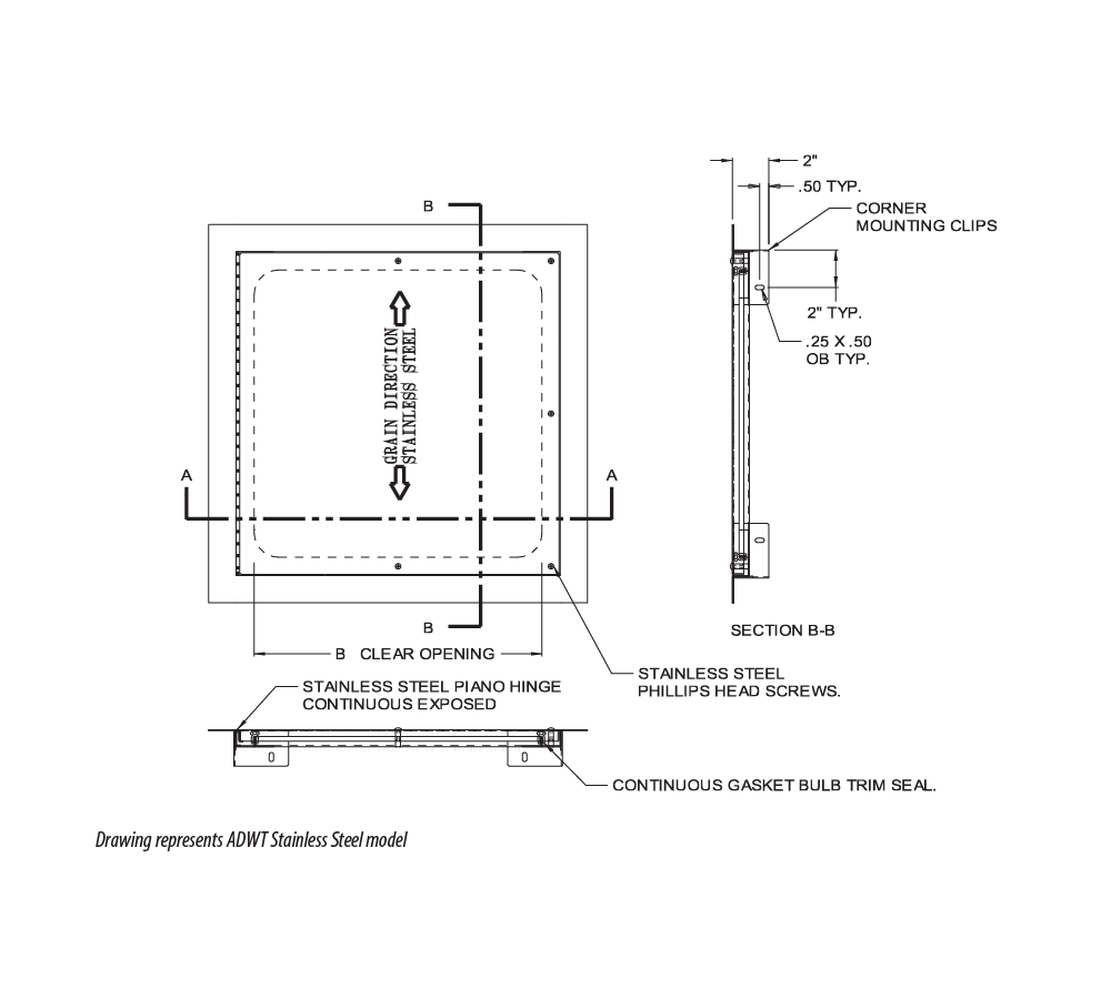 Acudor ADWT-PC 30" x 48" Airtight/Watertight Access Door - Prime Coated