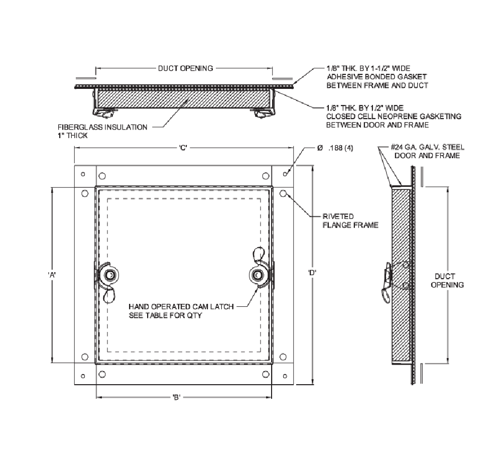 Acudor CDSS-6030 20" x 20" Self-Stick Duct Panel - No Hinge