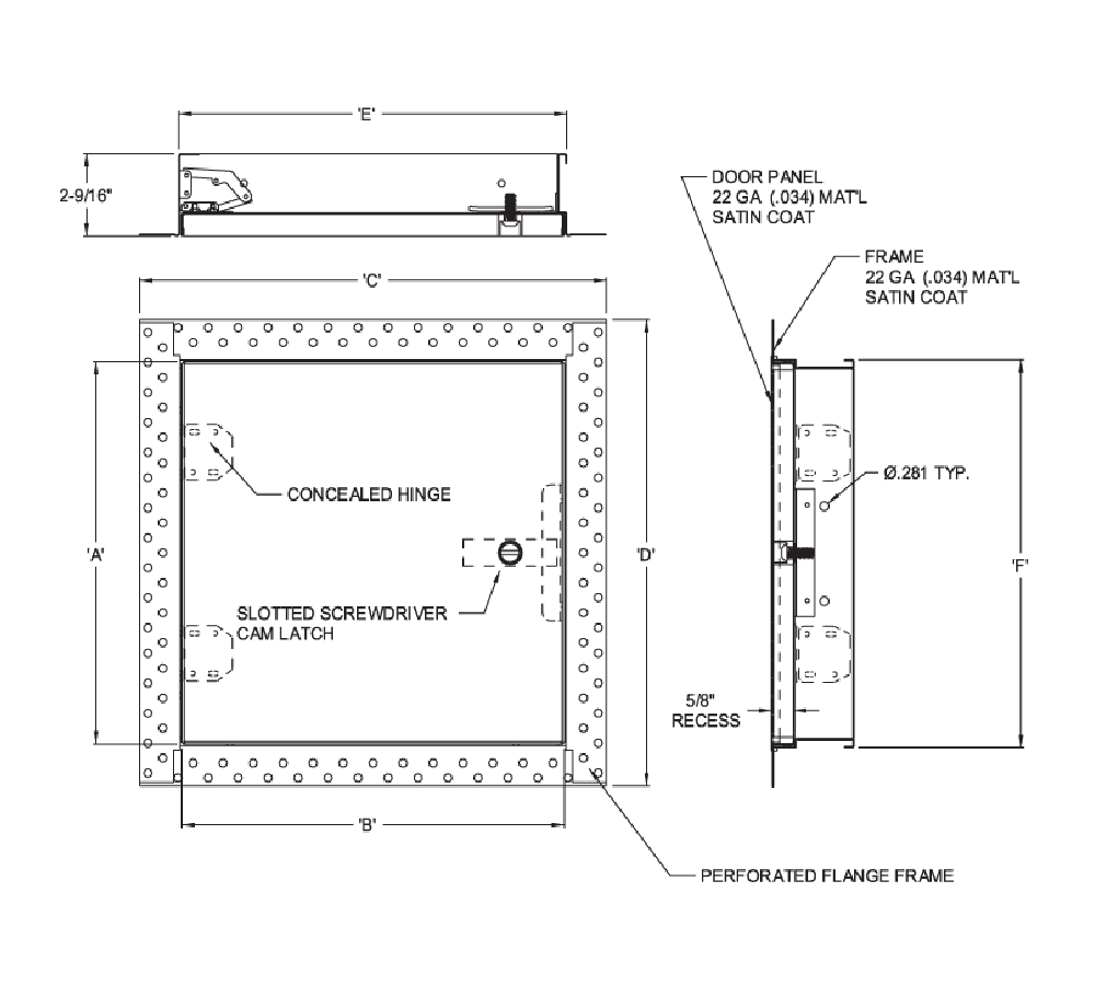 Acudor DW-5015 18" x 18" Recessed Access Door