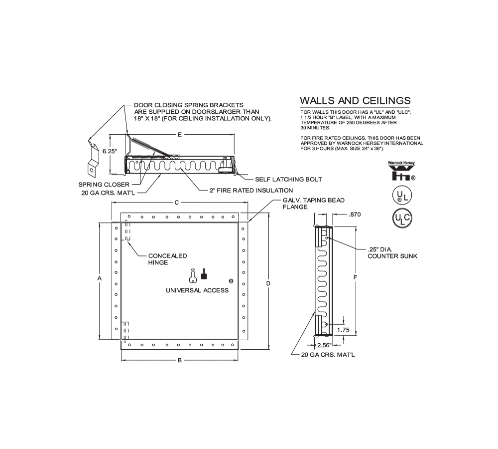 Acudor FW-5050-DW 18" x 18" Fire-Rated Access Door