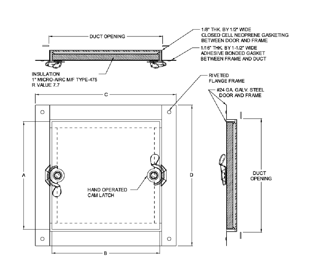 Acudor CD-5080-F 20" x 20" Duct Access Door - For Fiberglass Ducts