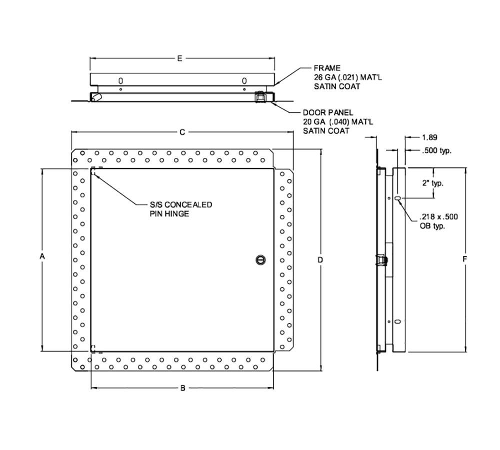 Acudor DW-5040 8" x 8" Flush Drywall Access Door