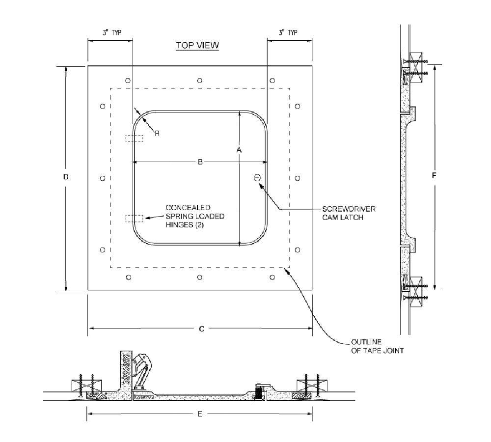 Acudor GFRC-RH 12" x 12" Glass Fiber Reinforced Cement Radius Corner - Hinged