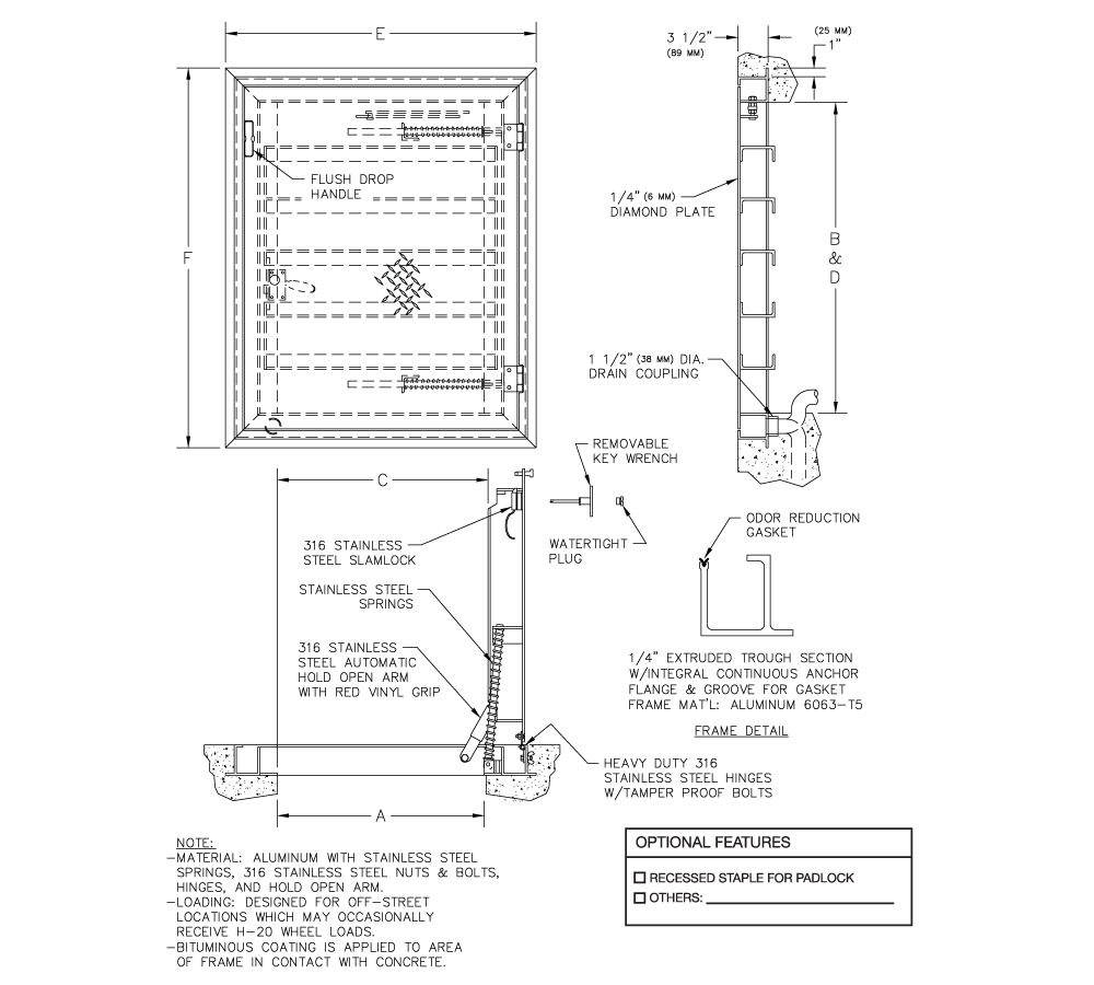 Acudor FC-H20 30" x 30" Floor Door - Aluminum Channel Frame