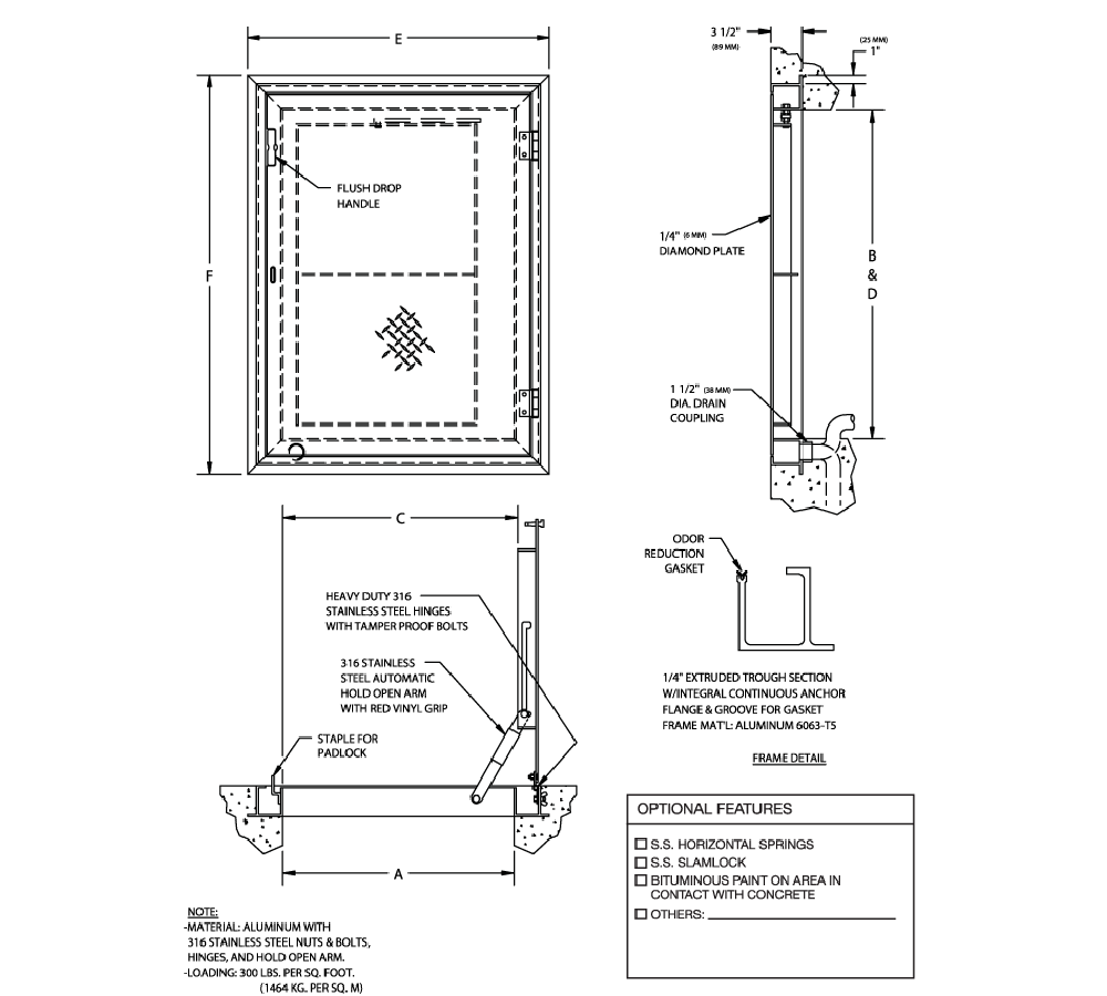 Acudor FC-300 24" x 36" Floor Door - Aluminum Channel Frame