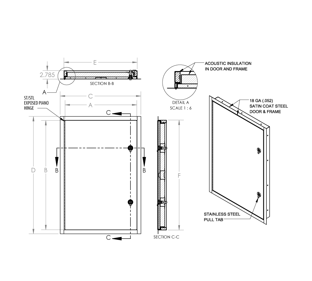 Acudor ACF-2064 24" x 24" Flush Acoustical Access Door - Prime Coated