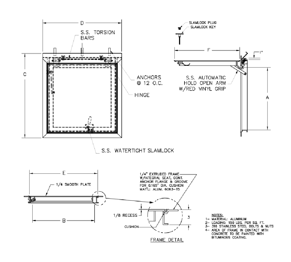 Acudor FT-8040 36" x 36" Recessed Floor Door - For Vinyl Tile/Carpet