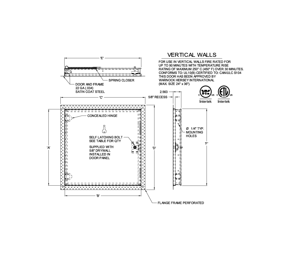 Acudor FW-5015 24" x 36" Fire-Rated Access Door