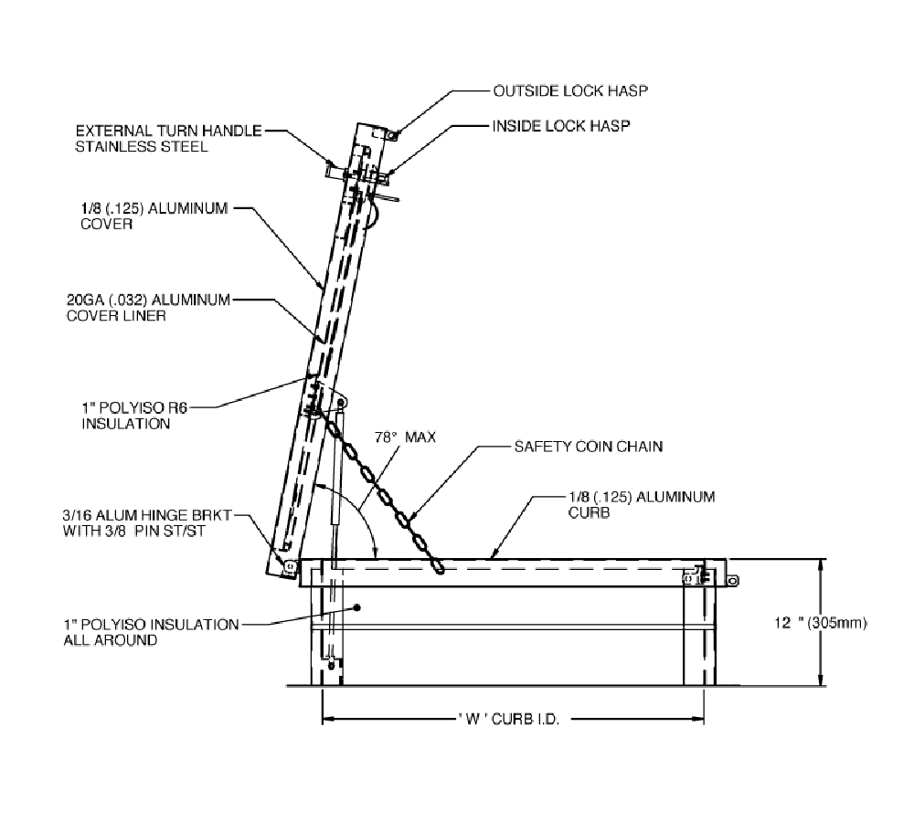 Acudor RHA-EQ-SL 48" x 48" Single Equipment Hatch - Aluminum