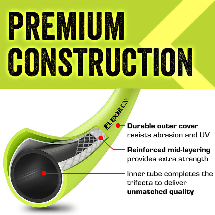 FlexZilla HFZG510YW Garden Lead-in Hose, 5/8" x 10', 3/4" - 11 1/2 GHT Fittings