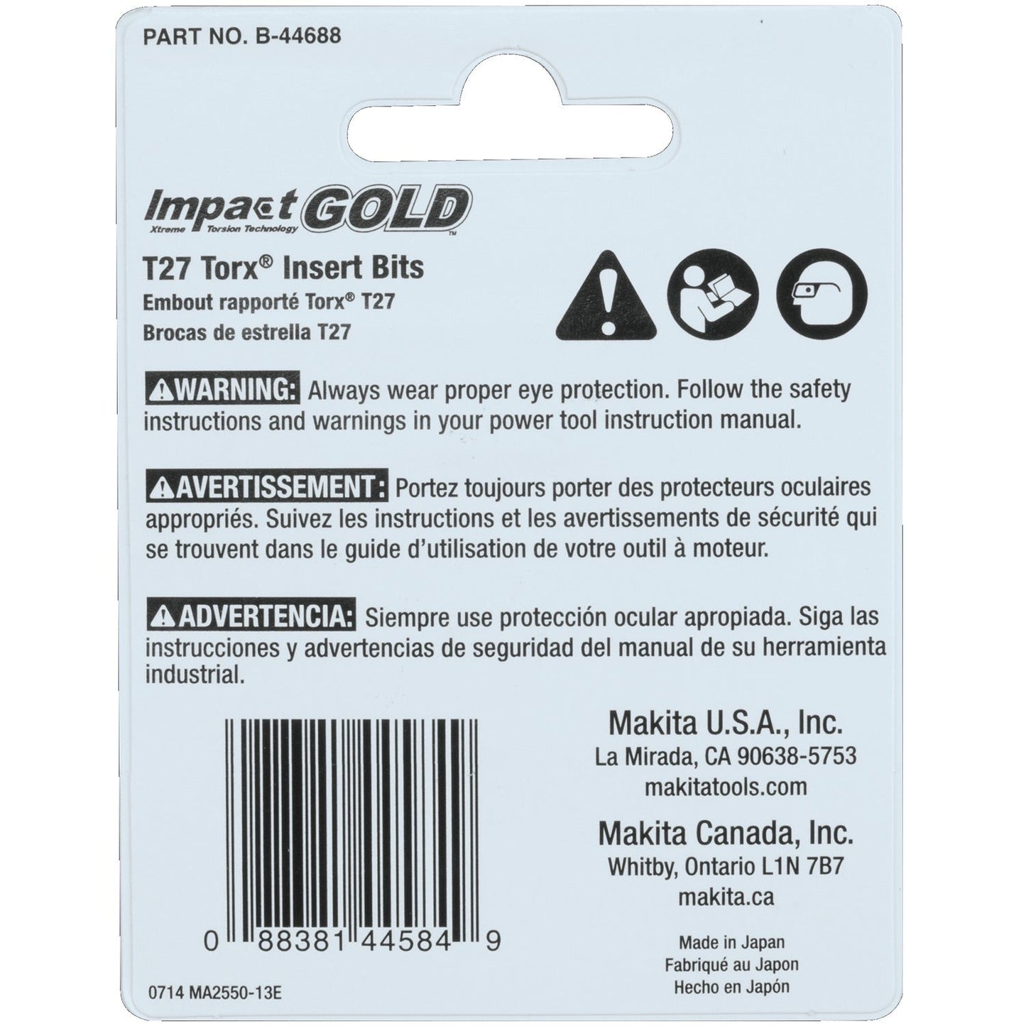 Makita B-44688 Impact GOLD® #27 Torx Insert Bit, 2/pk