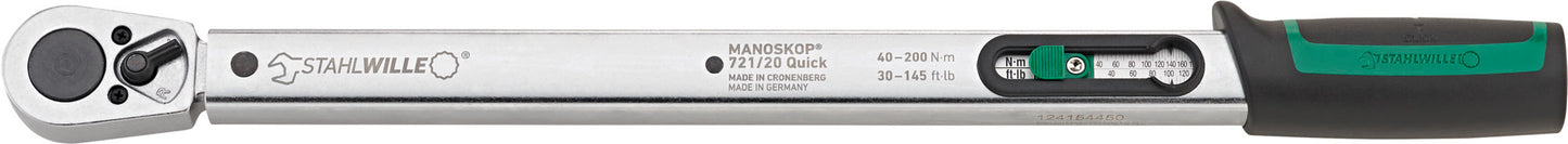 Stahlwille 50204020 721/20 QUICK Torque Wrench Standard Manoskop® With Fixed Ratchet