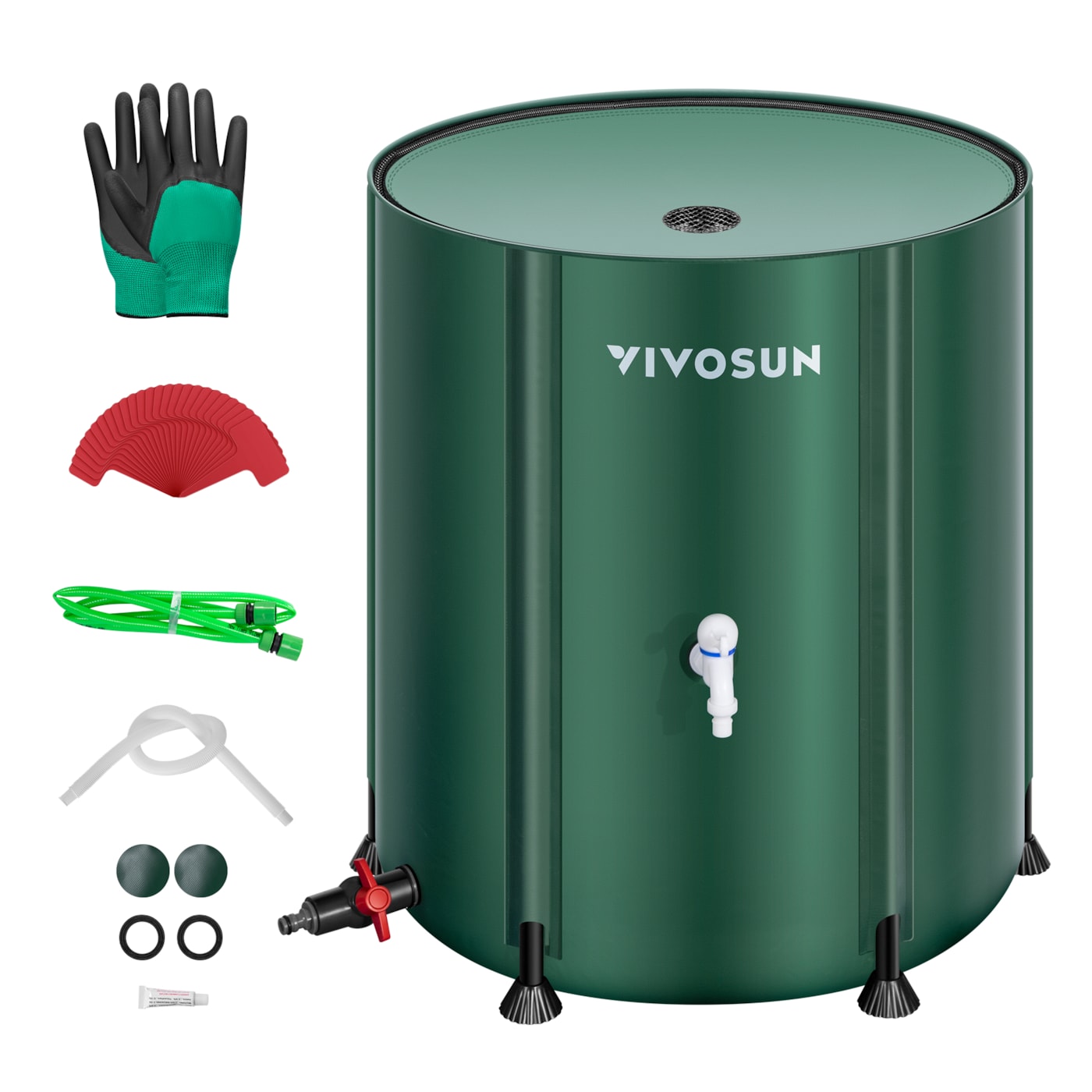 Vivosun Collapsible Rain Barrel, 100 Gallon, Green