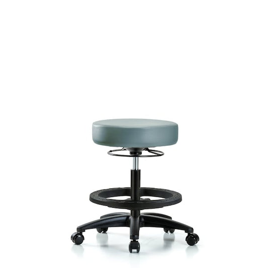 Blue Ridge Ergonomics VMBSO-RG-BF-RC-8822 Rutledge Vinyl Stool without Back - Medium Bench Height with Black Foot Ring & Casters in Storm Supernova™ Vinyl