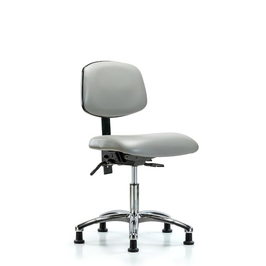 Blue Ridge Ergonomics VDHCH-CR-T0-A0-RG-8567 Rutledge Vinyl Chair Chrome - Desk Height with Stationary Glides in Dove Trailblazer™ Vinyl