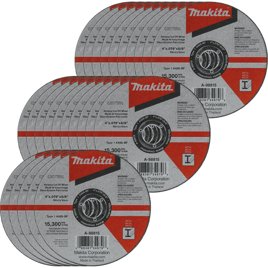 Makita A-98815-25 4" x .100" x 5/8" Cut‘off Wheel, Metal, 25/pk