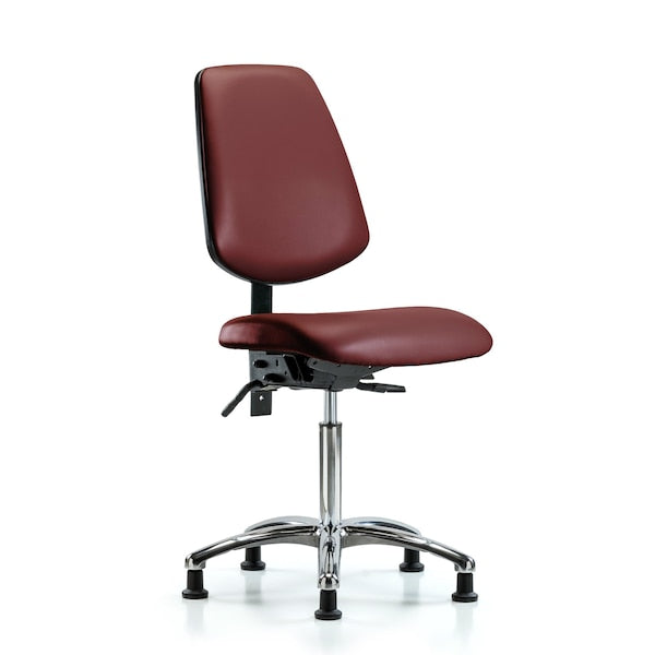 Blue Ridge Ergonomics VMBCH-MB-CR-T0-A0-NF-RG-8815 Rutledge Vinyl Chair Chrome - Medium Bench Height with Medium Back & Stationary Glides in Borscht Supernova™ Vinyl