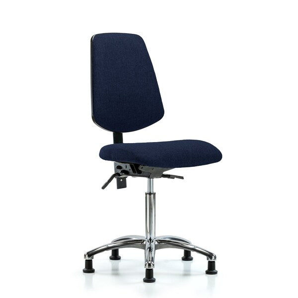 Blue Ridge Ergonomics FMBCH-MB-CR-T1-A0-NF-RG-F45 Rutledge Fabric Chair Chrome - Medium Bench Height with Medium Back, Seat Tilt, & Stationary Glides in Navy Fabric