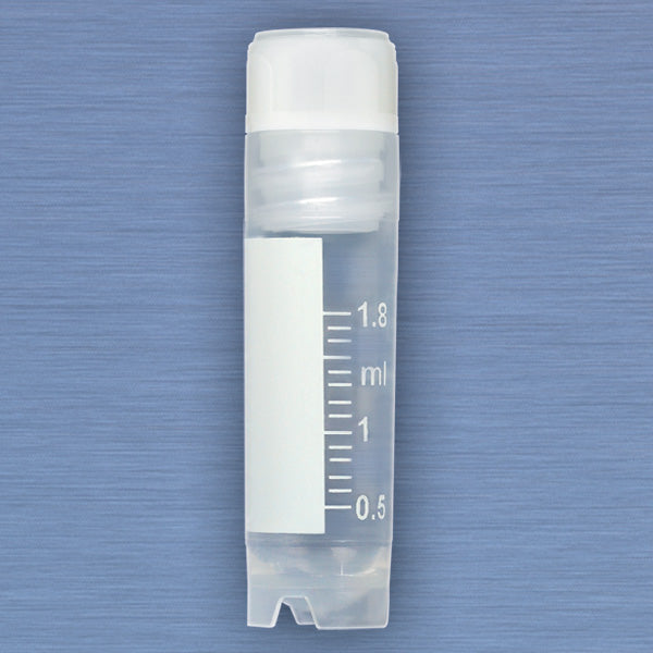 Globe Scientific 3002-50 CryoCLEAR vials 2.0mL STERILE Internal Threads Assembled Screwcap with Co-Molded Thermoplastic Elastomer (TPE) Sealing Layer Round Bottom Self-Standing Printed Graduations Writing Space and Barcode 50/Bag
