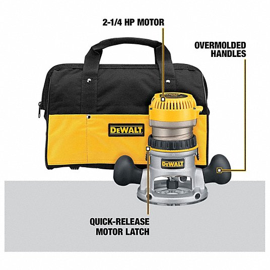 Dewalt DW618K 2-1/4 Hp Electronic Vs Fixed Base Router Kit