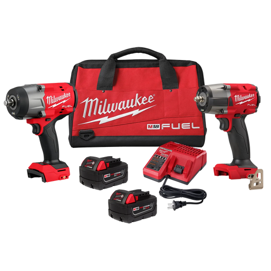 Milwaukee Tool 3010-22 M18 FUEL™ 1/2" HTIW & 3/8" MTIW Automotive Combo Kit, 1 ST