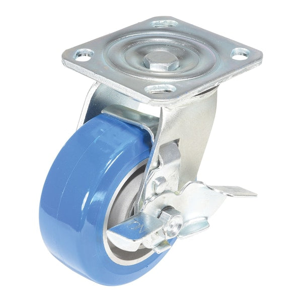 Vestil CST-PB-5X2PUA-SWB Polyurethane Precision Ball Bearing Swivel With Brake Caster 5 In. x 2 In. 617 lb Blue/Gray