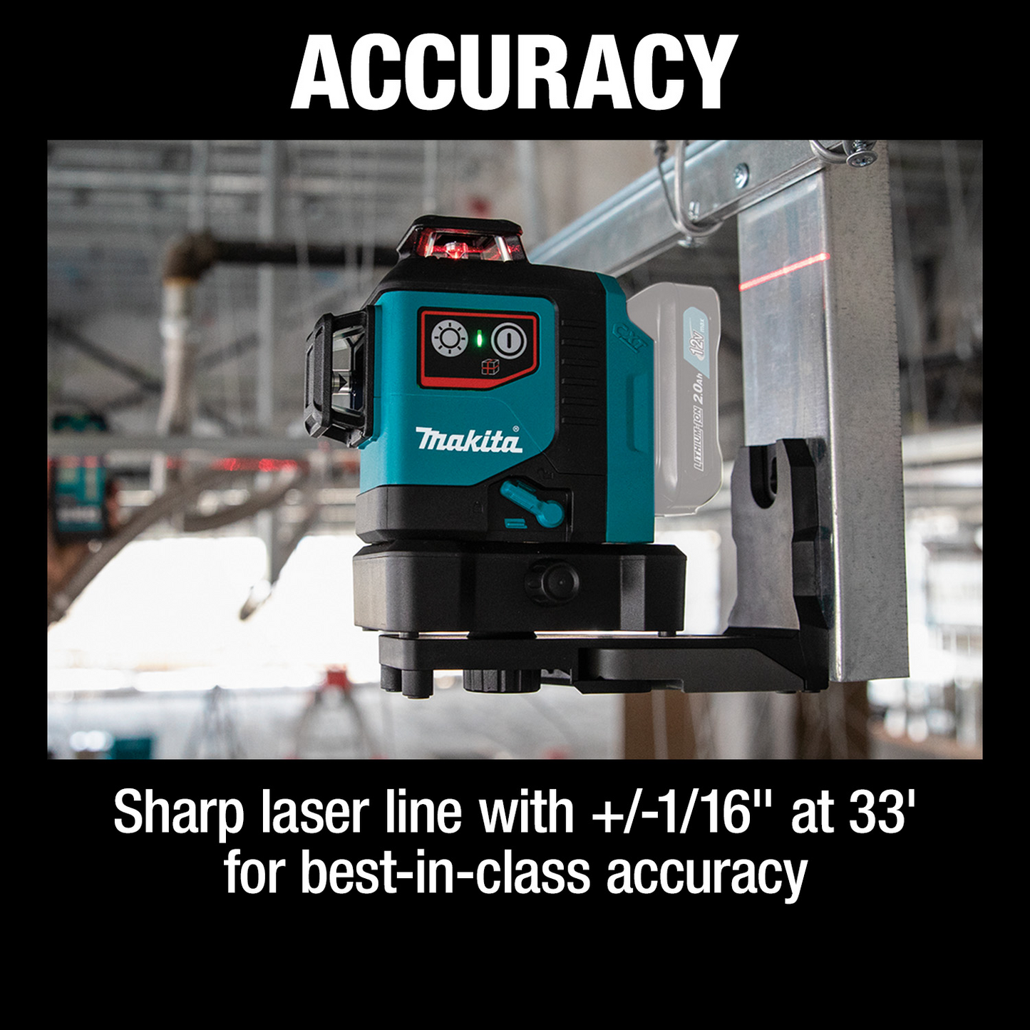 Makita SK700D 12V max CXT® Lithium‘Ion Cordless Self‘Leveling 360° 3‘Plane Red Laser, Tool Only