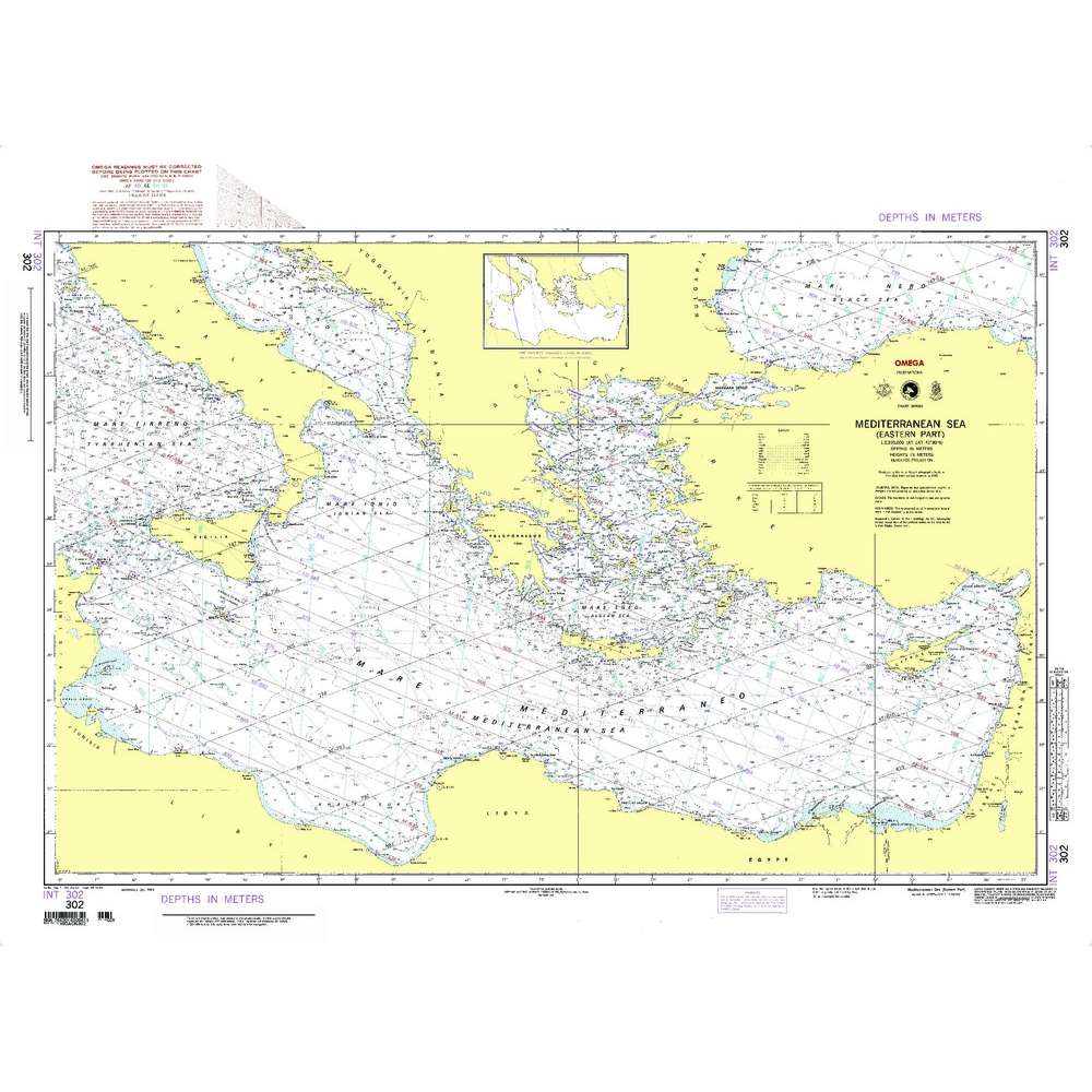 Paradise Clay NGA_302 NGA Chart Mediterranean Sea (Eastern Part)