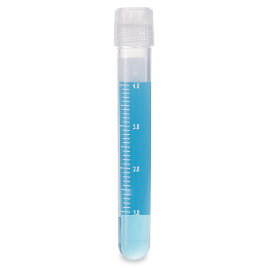 Globe Scientific 3032-5-RB Cryogenic Vials 5.0ml Sterile External Threads Attached Screwcap with O-ring seal RB PG WS